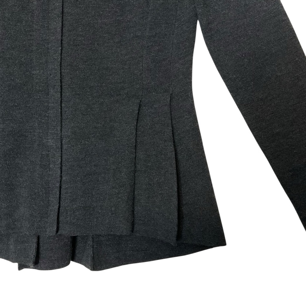 EILEEN FISHER sz X Small P Wool Peplum Sweater Hidden Full Zip Pleats Charcoal - Picture 3 of 8